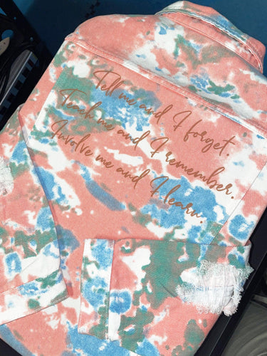 Distressed Floral Tie Dye Denim Jackets - Constantly Create Shop